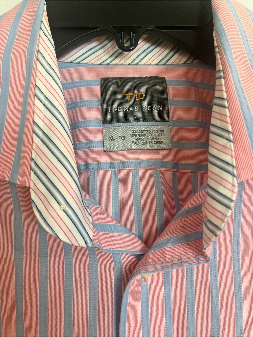 Thomas Dean Pink Cotton Stripe Contrasted Cuffs Xl Old Money Preppy View 3
